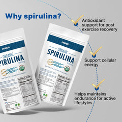 FEBICO spirulina certifications and lab seals highlight organic credibility.