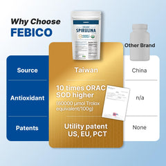 FEBICO spirulina manufacturing plant in Taiwan illustrating strict production standards.