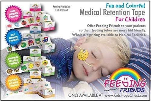 Feeding Friends tape with a flower pattern helps secure tubing with a playful touch.