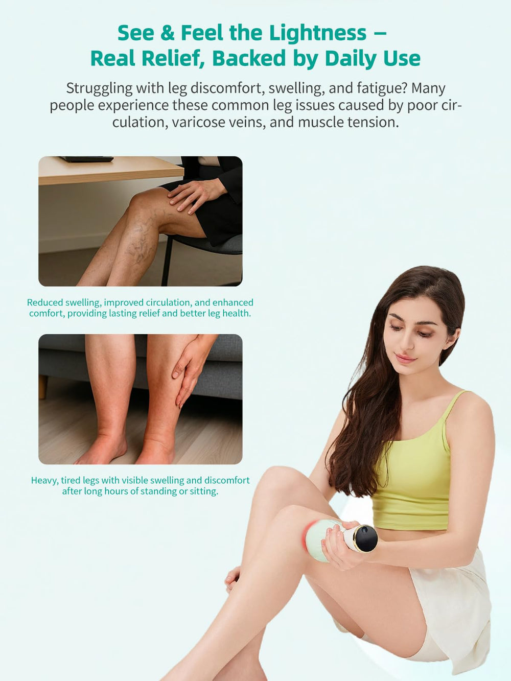 FEEJOY Leg Massager cordless design enables portable leg care anywhere.