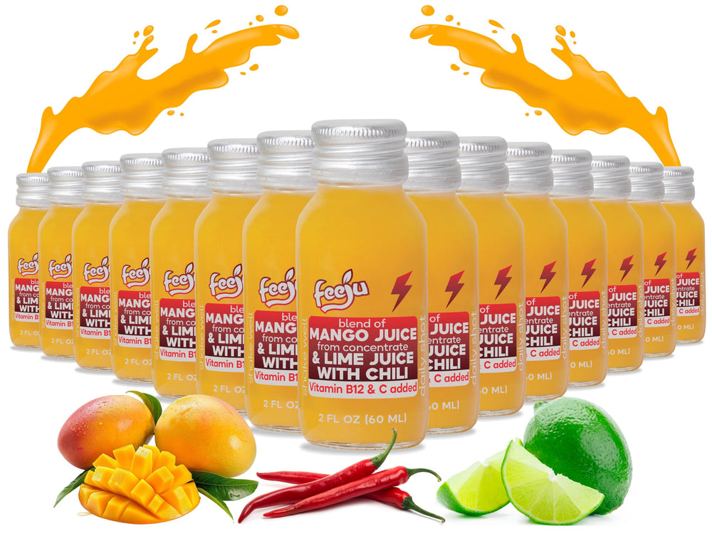 Feeju Mango Nectar Blend bottle front for on-the-go refreshment and daily vitality.