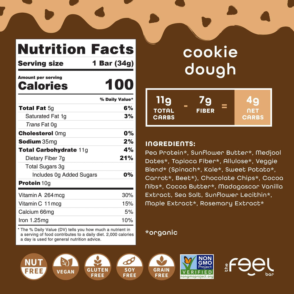 FEEL Bar Minis Cookie Dough close-up showing texture and protein-rich bite