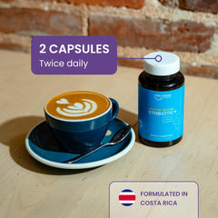 Feel Good Pharma Digestive Enzymes 4-in-1 bottle helps digestion after meals during busy days.