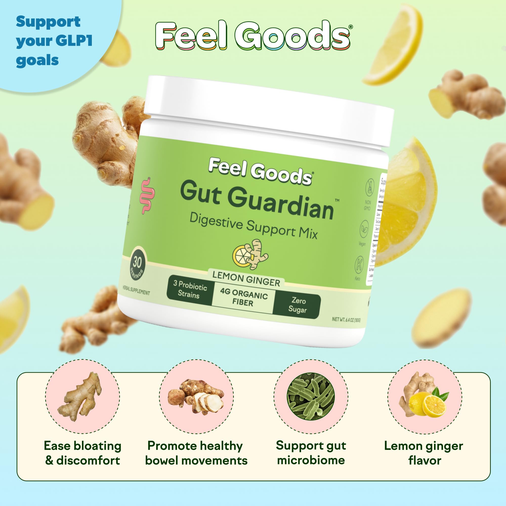 Feel Goods Gut Guardian stick pack ready-to-mix for on-the-go bloating relief