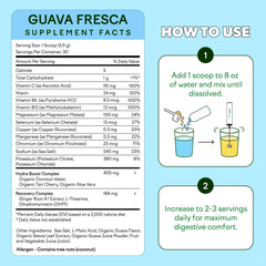 Feel Goods Hydration Hero Guava Fresca label shows vegan, keto-friendly formula.