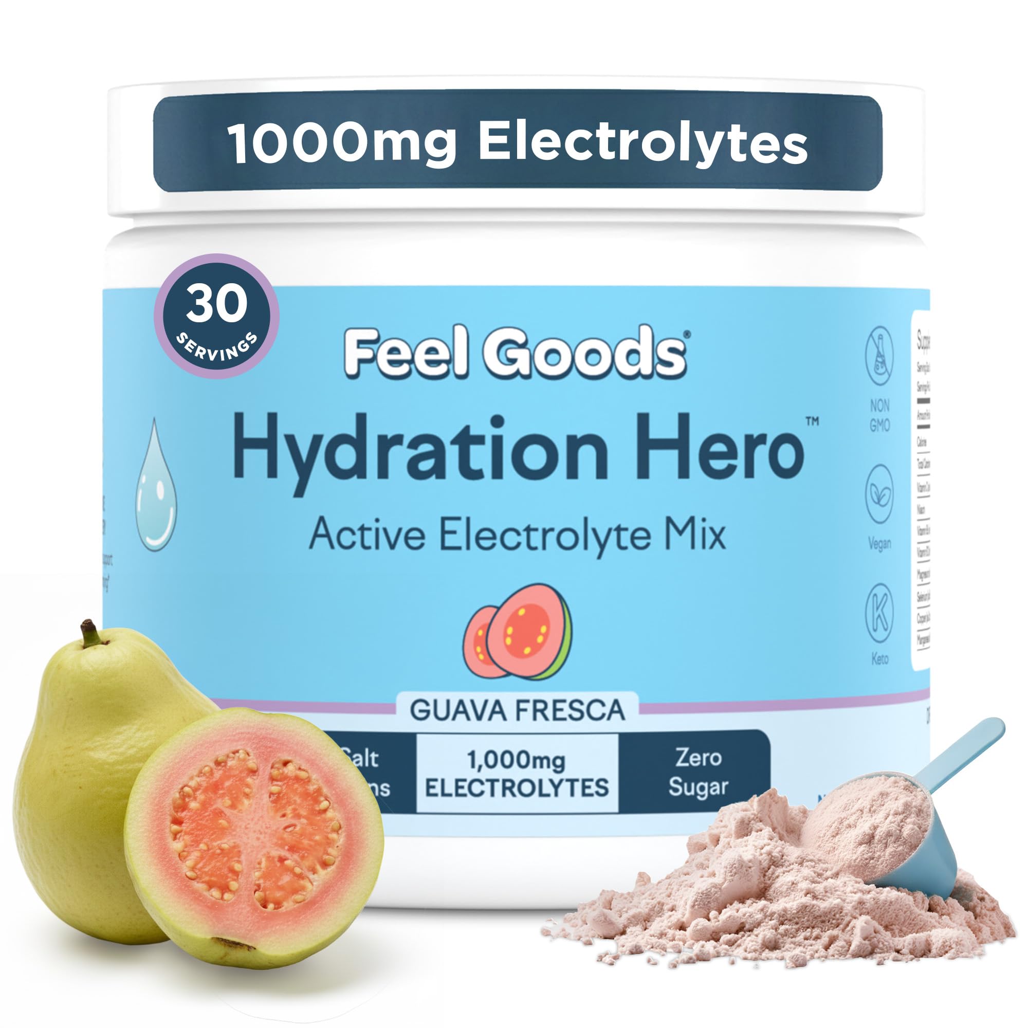 Feel Goods Hydration Hero Guava Fresca serving boosts daily hydration.