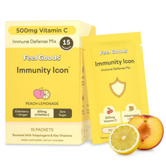 Feel Goods Immunity Icon peach-lemonade stick pack for daily vitamin C intake