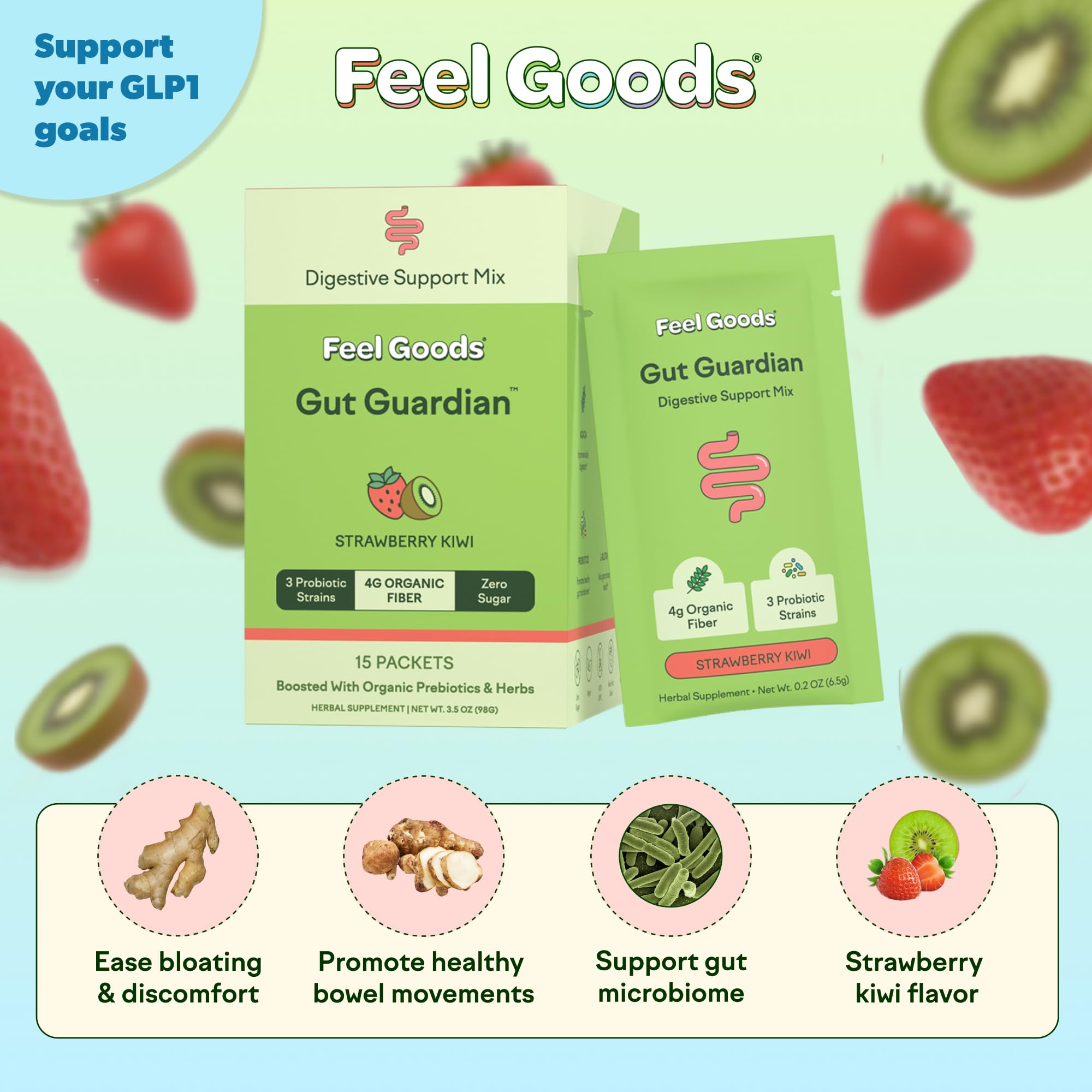 Feel Goods Gut Guardian organic soluble fiber powder for smooth daily digestion.