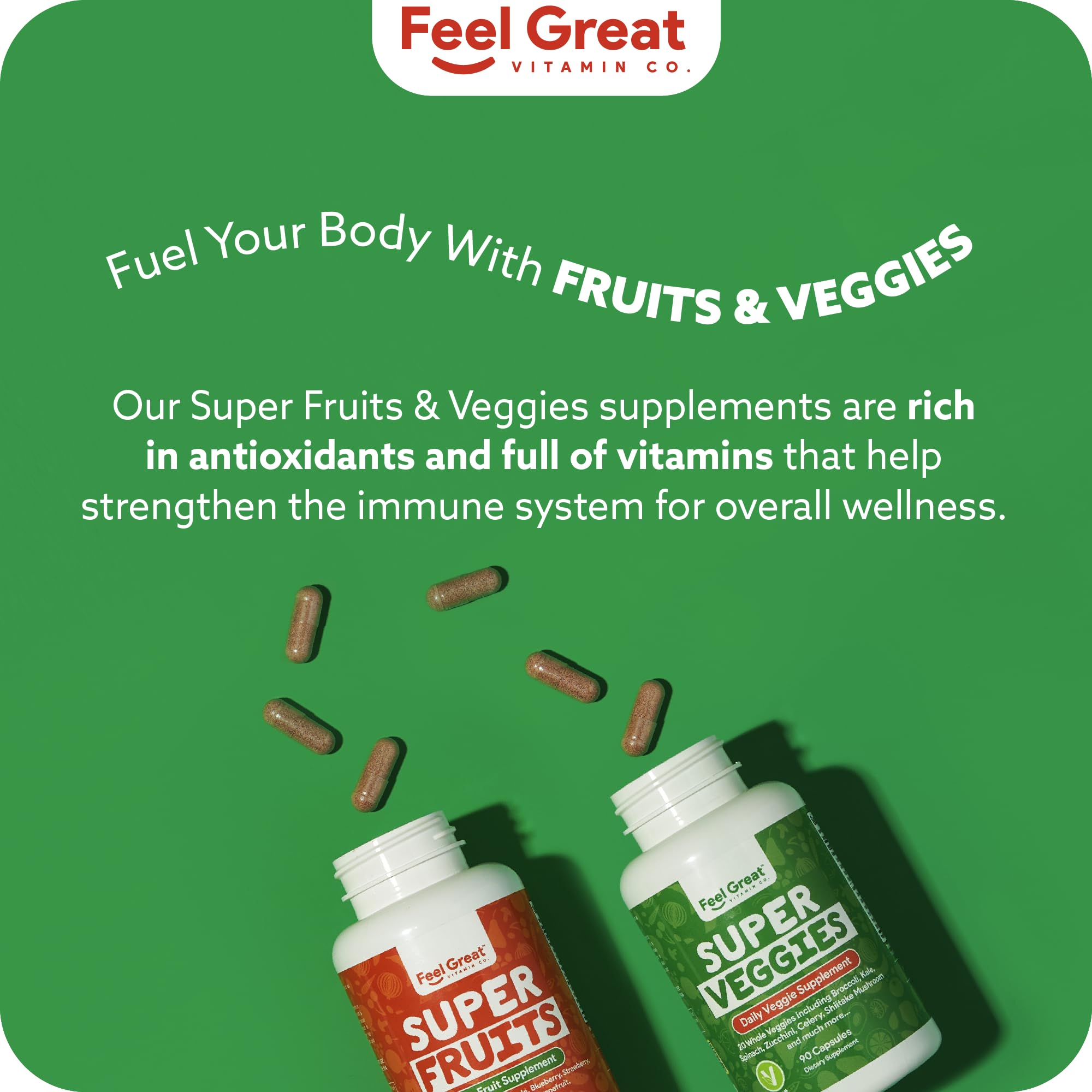Feel Great bottle on a kitchen counter for daily wellness.