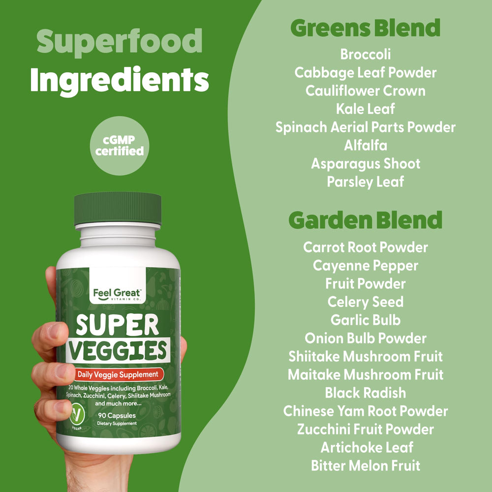 Close-up of Feel Great capsules emphasizing vegan ingredients.