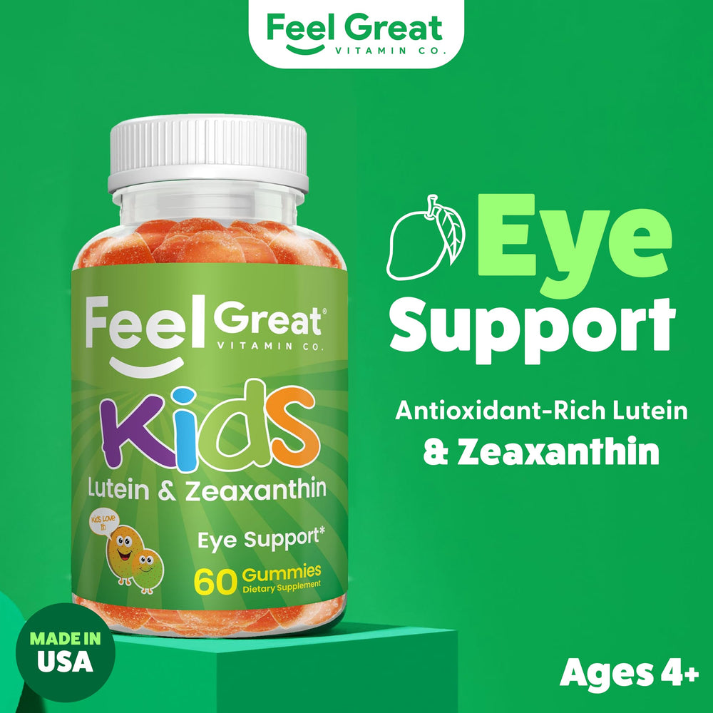 Serving bowl of Feel Great Kids Eyes gummies showing practical daily dose.