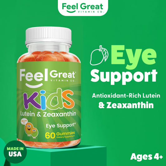 Serving bowl of Feel Great Kids Eyes gummies showing practical daily dose.