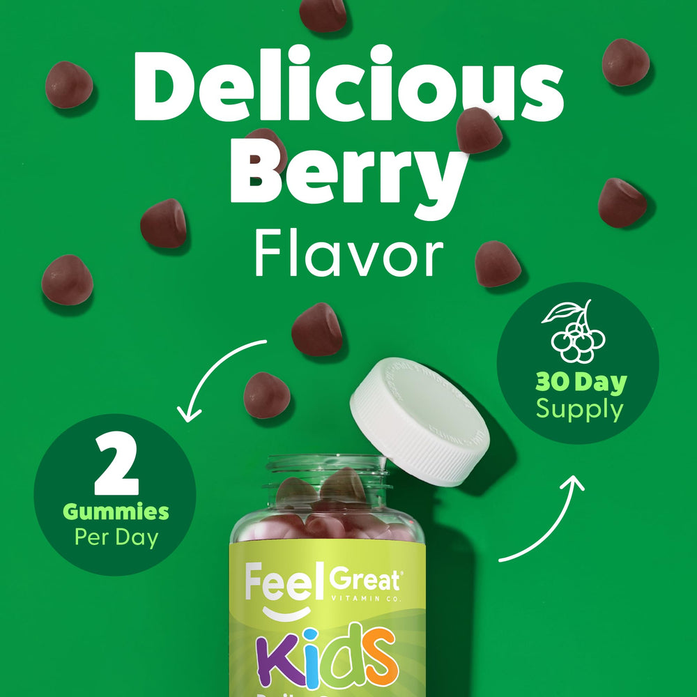Serving image shows an easy daily dose for kids 4 and up.