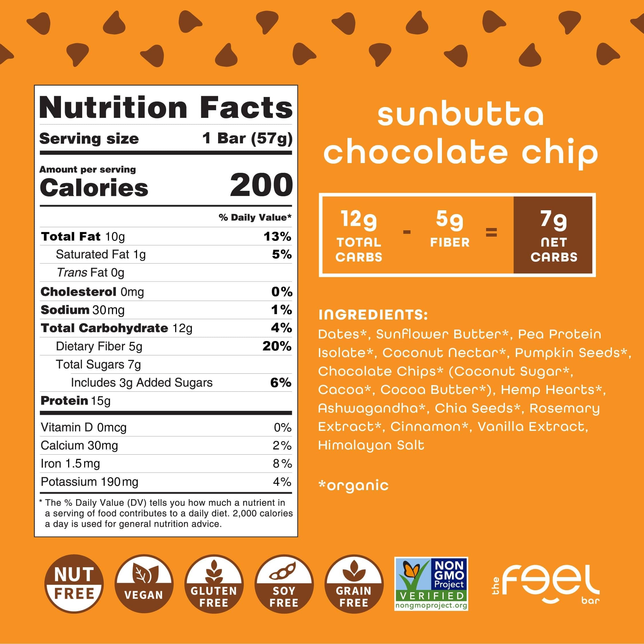 FEEL Sunbutta Choco Chip bar outdoors as on-the-go snack
