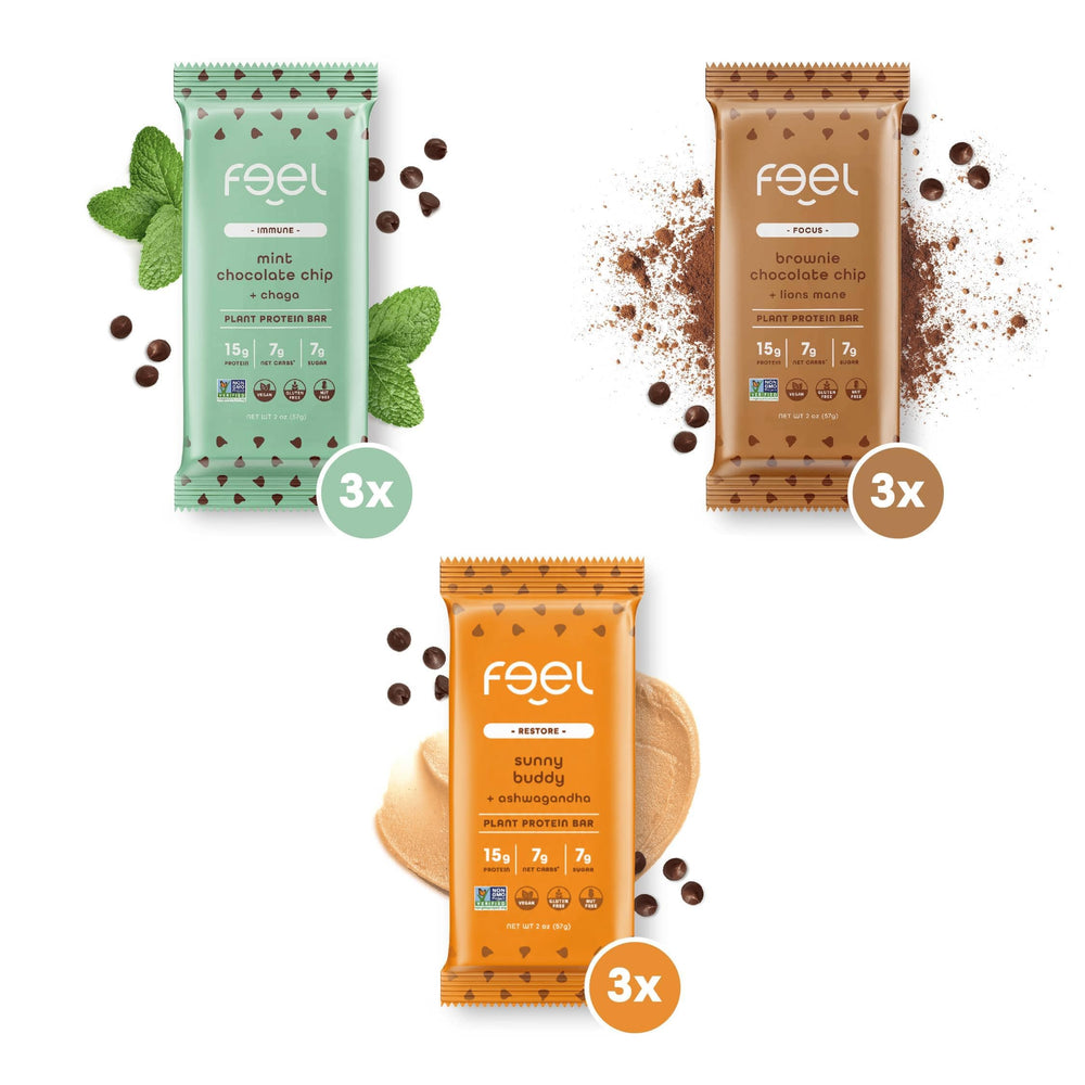 FEEL Vegan Protein Bars Chocolate Lovers back panel highlighting organic ingredients.
