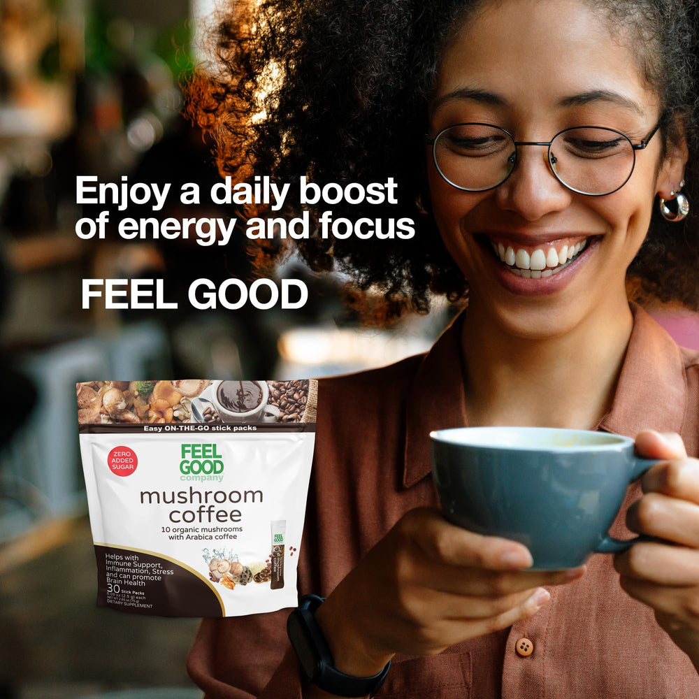 FeelGood Mushroom Coffee brain-benefits concept hints cognitive-friendly focus