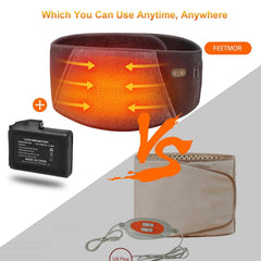 Feetmor heated belt connected to adapter for uninterrupted power.