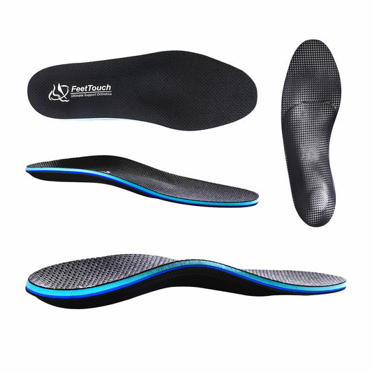 FEETTOUCH breathable leather orthotics overview image showing all-day comfort and support