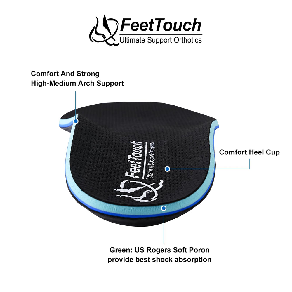 FEETTOUCH heat-moldable orthotics customize to your feet.