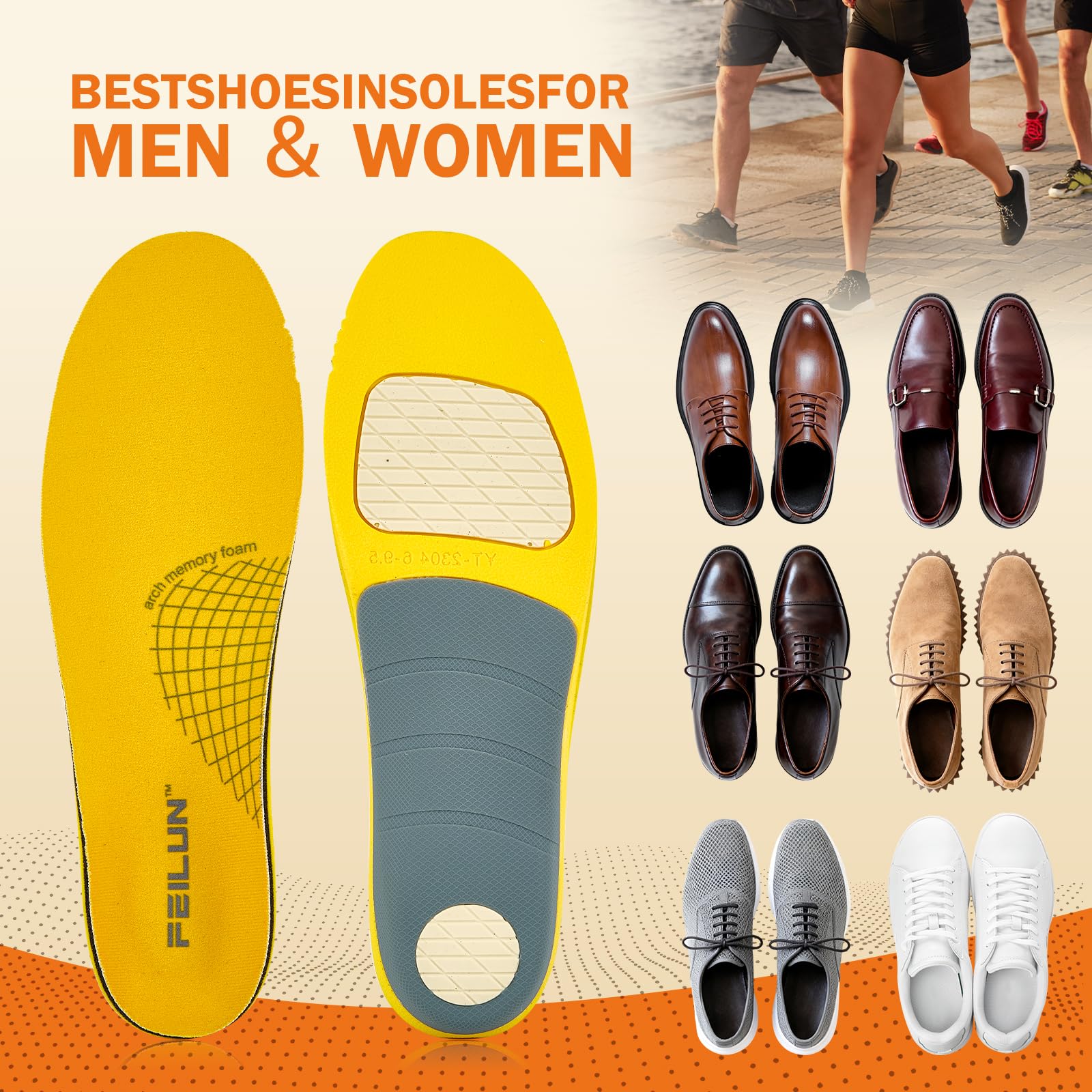 FEILUN work-boot insole supports standing all day on hard floors.