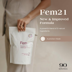 Fem21 measuring scoop illustrating convenient daily servings.