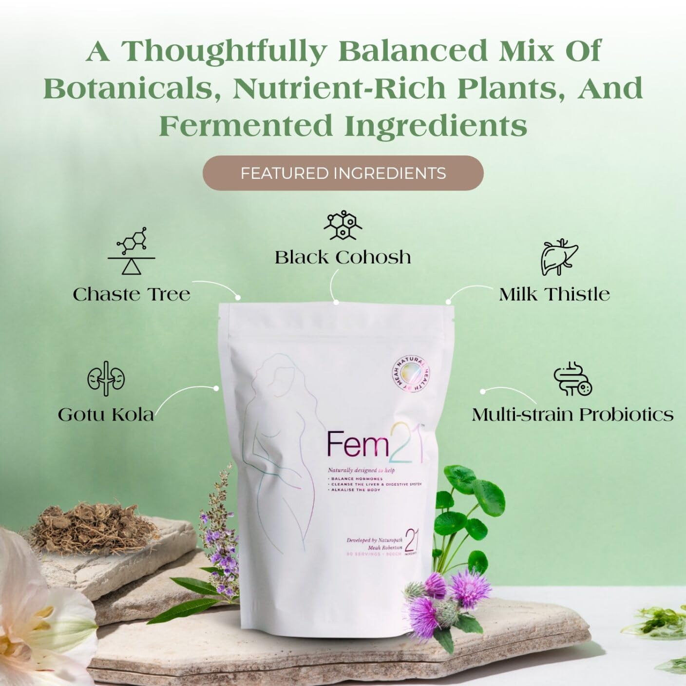 Fem21 shake concept with powder ready to mix.