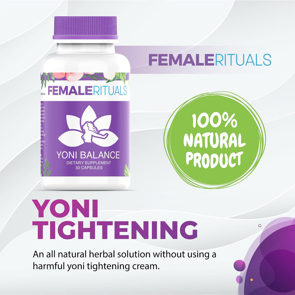 Female Rituals Yoni Balance herbal ingredient visual: Kacip Fatimah in the formula.