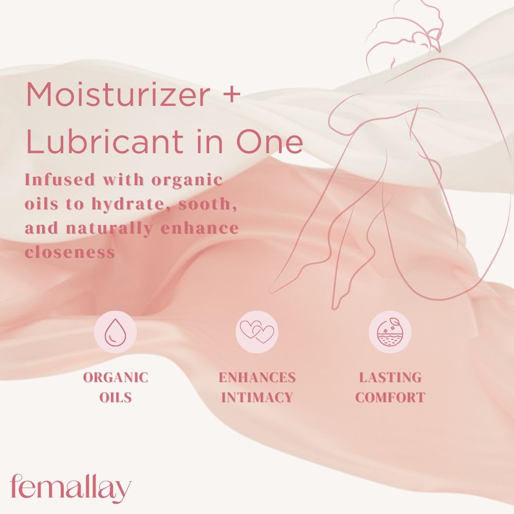 Femallay Organic cocoa butter and jojoba nourish delicate tissues.