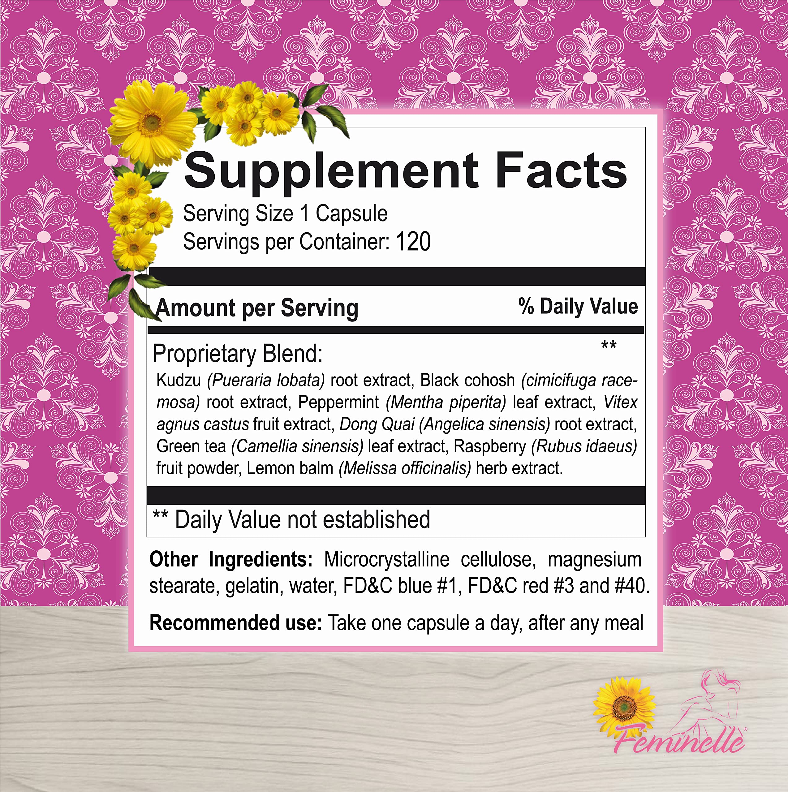 Feminelle pills with a glass of water, convenient for daily routine