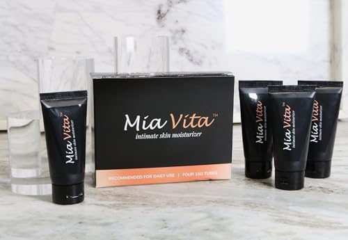 Packaged Mia Vita intimacy moisturizer display showing compact, travel-friendly packaging.