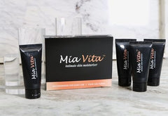 Packaged Mia Vita intimacy moisturizer display showing compact, travel-friendly packaging.