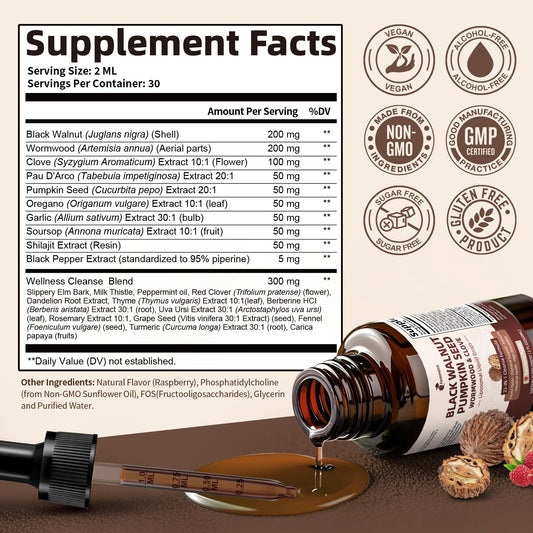Femmetra liquid drops bottle with pipette for daily digestive support.