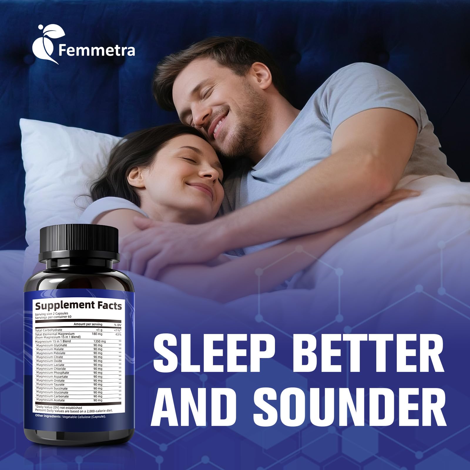 Morning routine scene with Femmetra Magnesium Complex on a dresser.