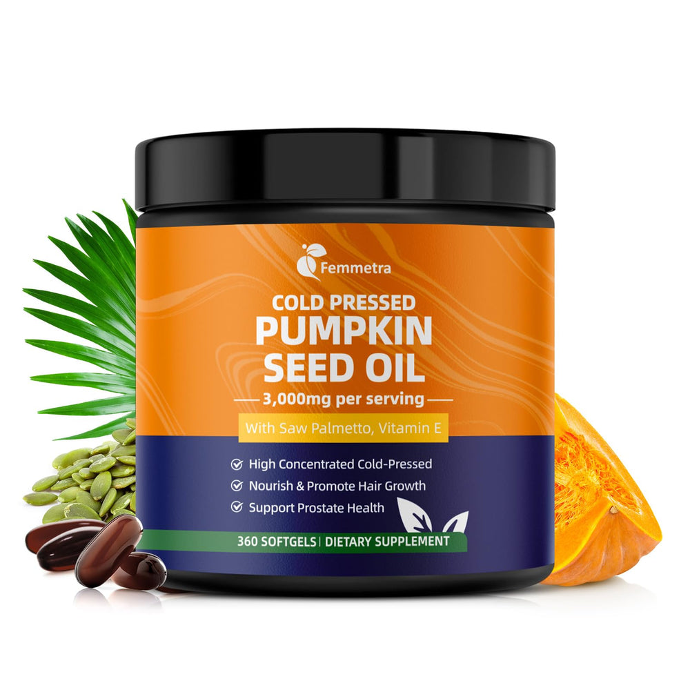Femmetra pumpkin seed oil softgels bottle for daily support