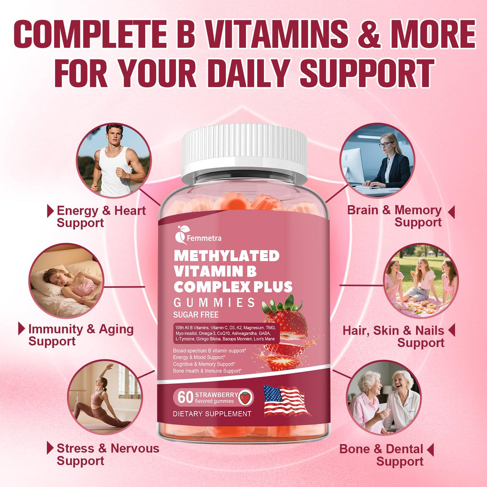 Packaging box communicates vegan, non-GMO, gluten-free credentials for Femmetra gummies.