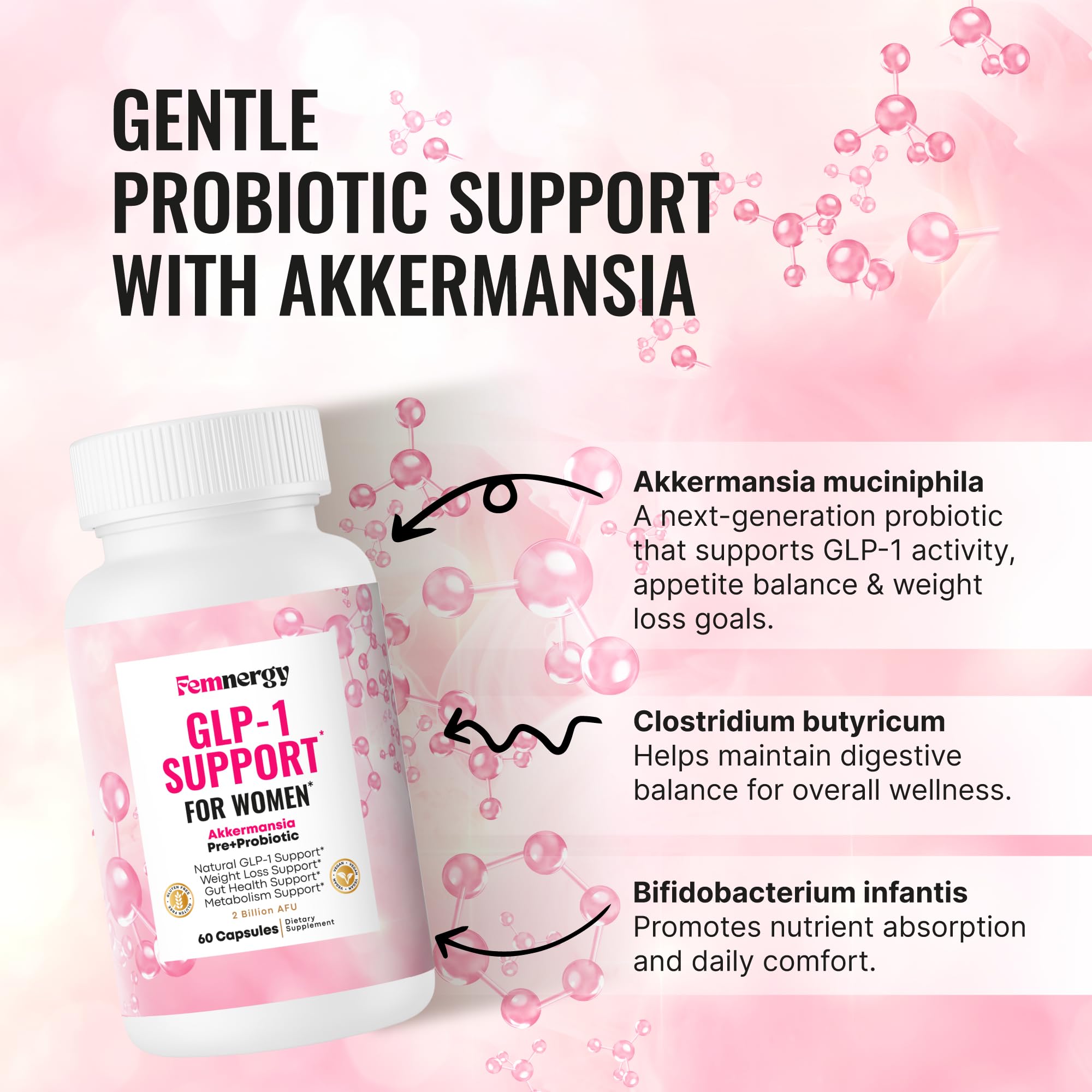 Femnergy GLP-1 Support capsules for digestive balance and nutrient absorption