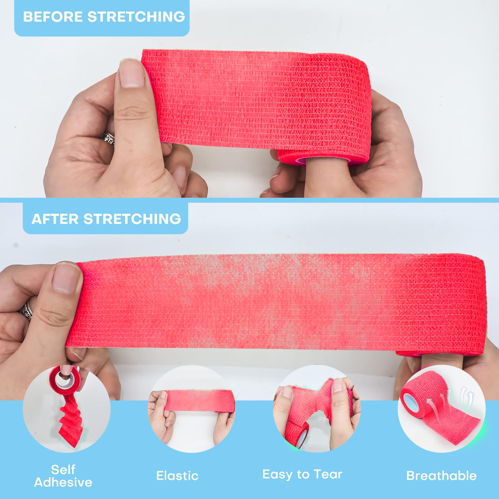 Fenhupe easy-tear bandage wrap without scissors for quick, convenient applications