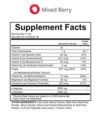 Nutrition panel focus on key amino acids and nutrients.