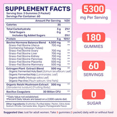 Fepoukak Beef Organ Gummies serving size graphic shows three gummies per day
