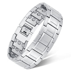 Feraco 3X magnetic bracelet gunmetal front view shows three-row magnets for daily wear
