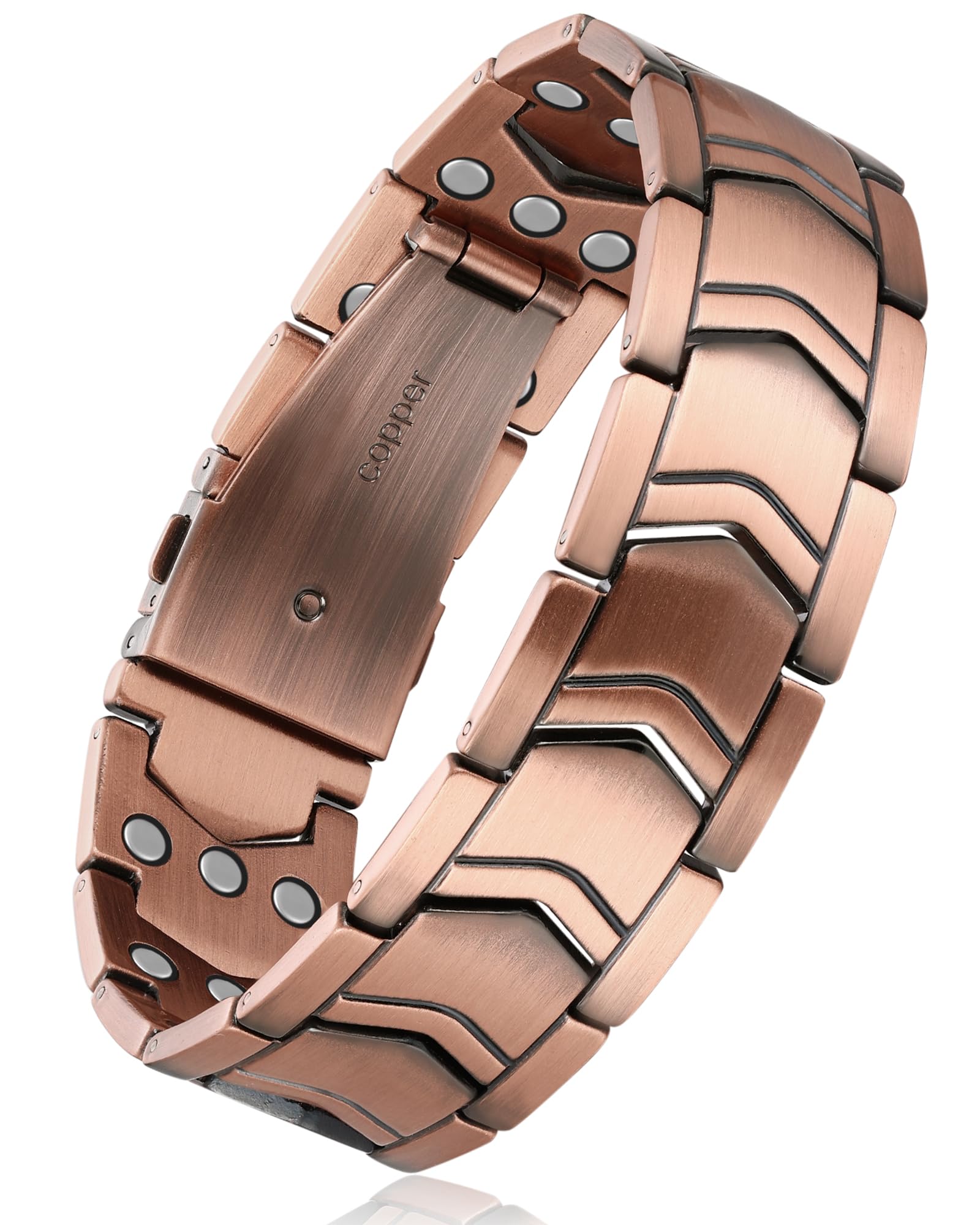 Feraco 3X Strength Copper Magnetic Bracelet closeup highlights premium copper texture for all-day wear.