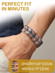 Feraco adjustable length copper bracelet with sizing tool for precise fitting.