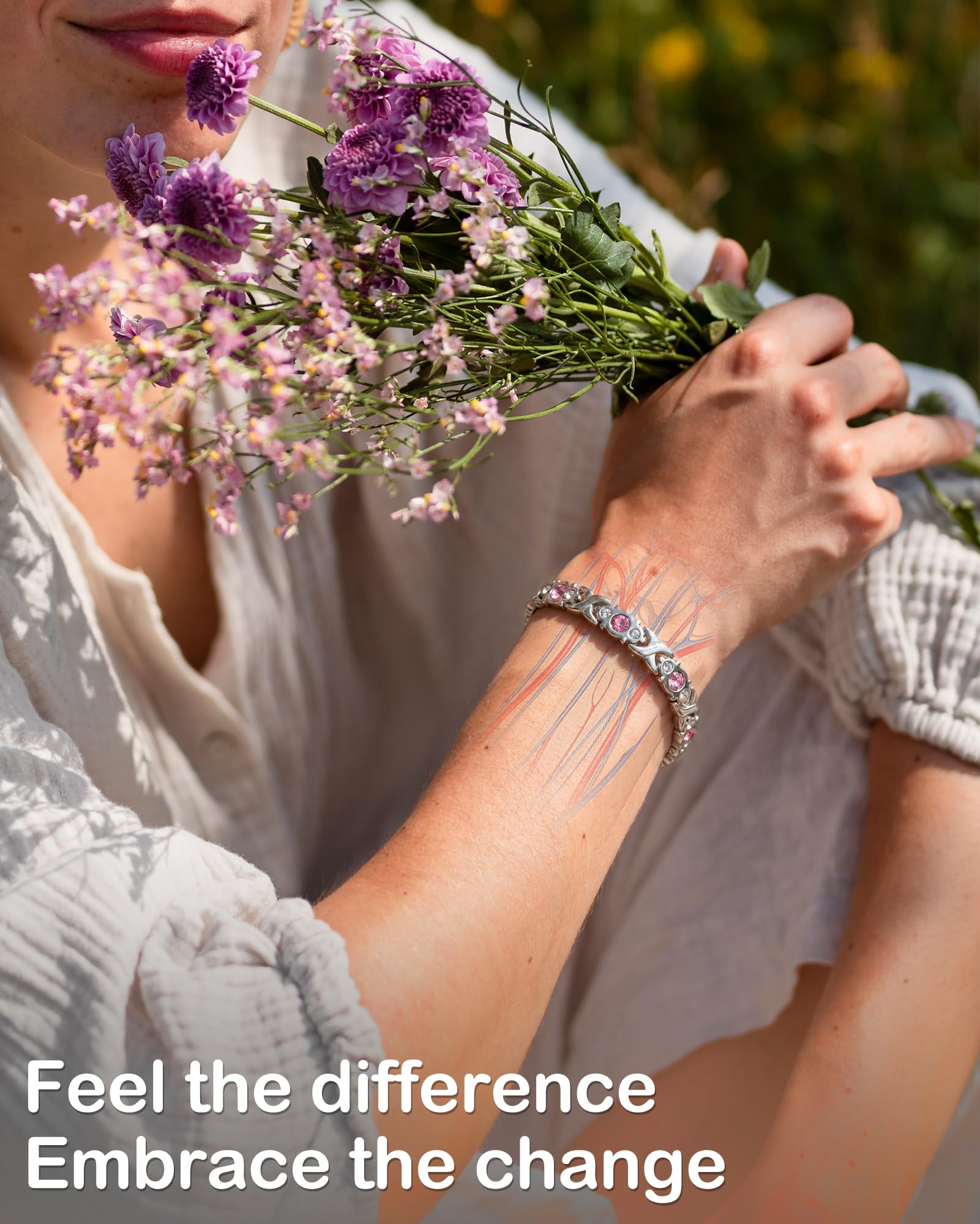 Feraco adjustable bracelet with sizing tool for a perfect fit.