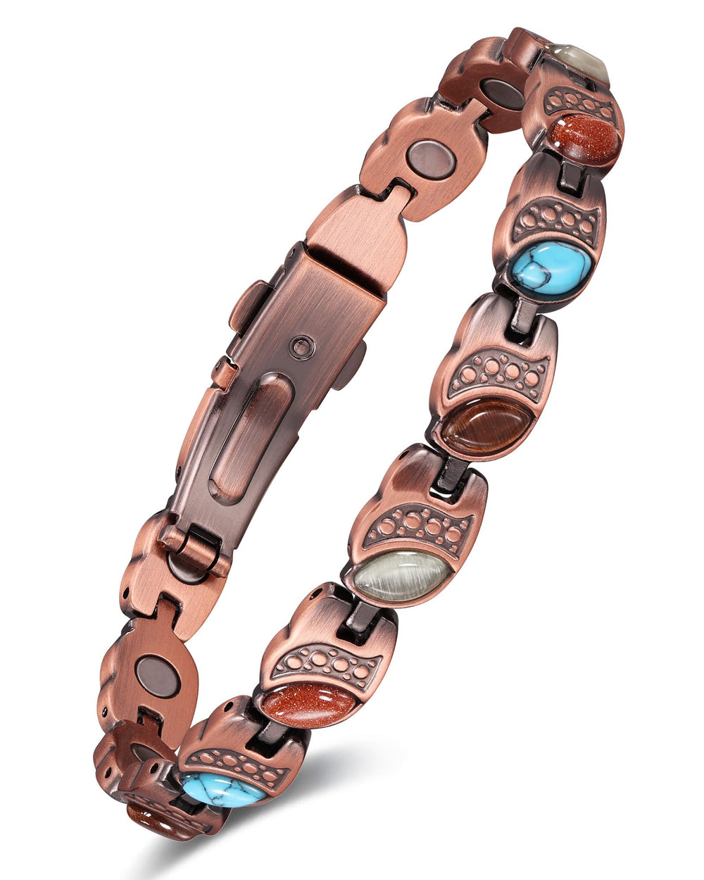 Feraco Bohemia gemstone magnetic bracelet with infinity design and turquoise accents for everyday style