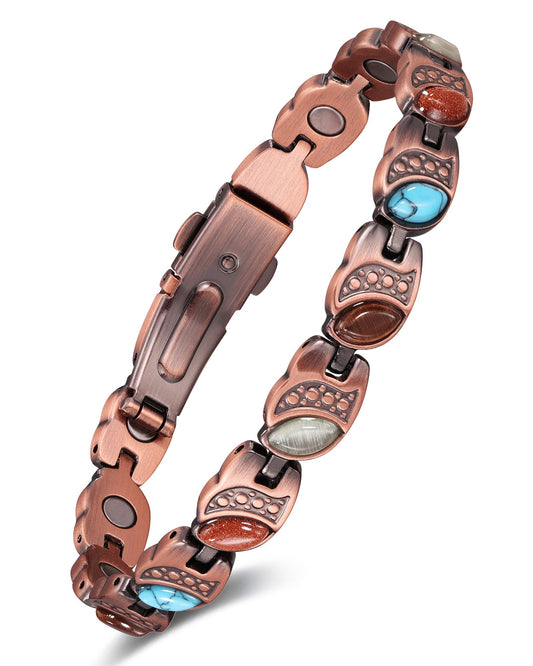 Feraco Bohemia gemstone magnetic bracelet with infinity design and turquoise accents for everyday style