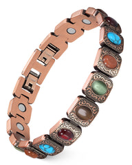 Feraco Bohemia gemstone magnetic bracelet close-up with turquoise for versatile daily wear