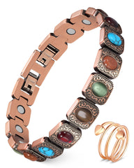 Feraco bohemia gemstone magnetic bracelet with turquoise; stylish and wellness-friendly.