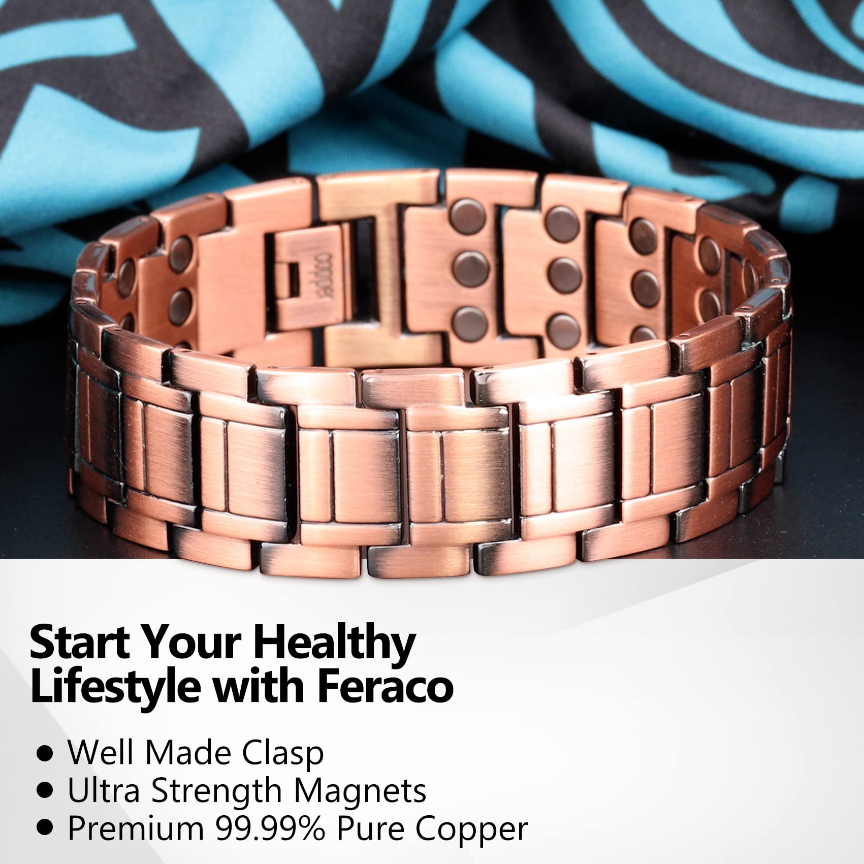 Feraco bracelet weight 97g for substantial feel on wrist