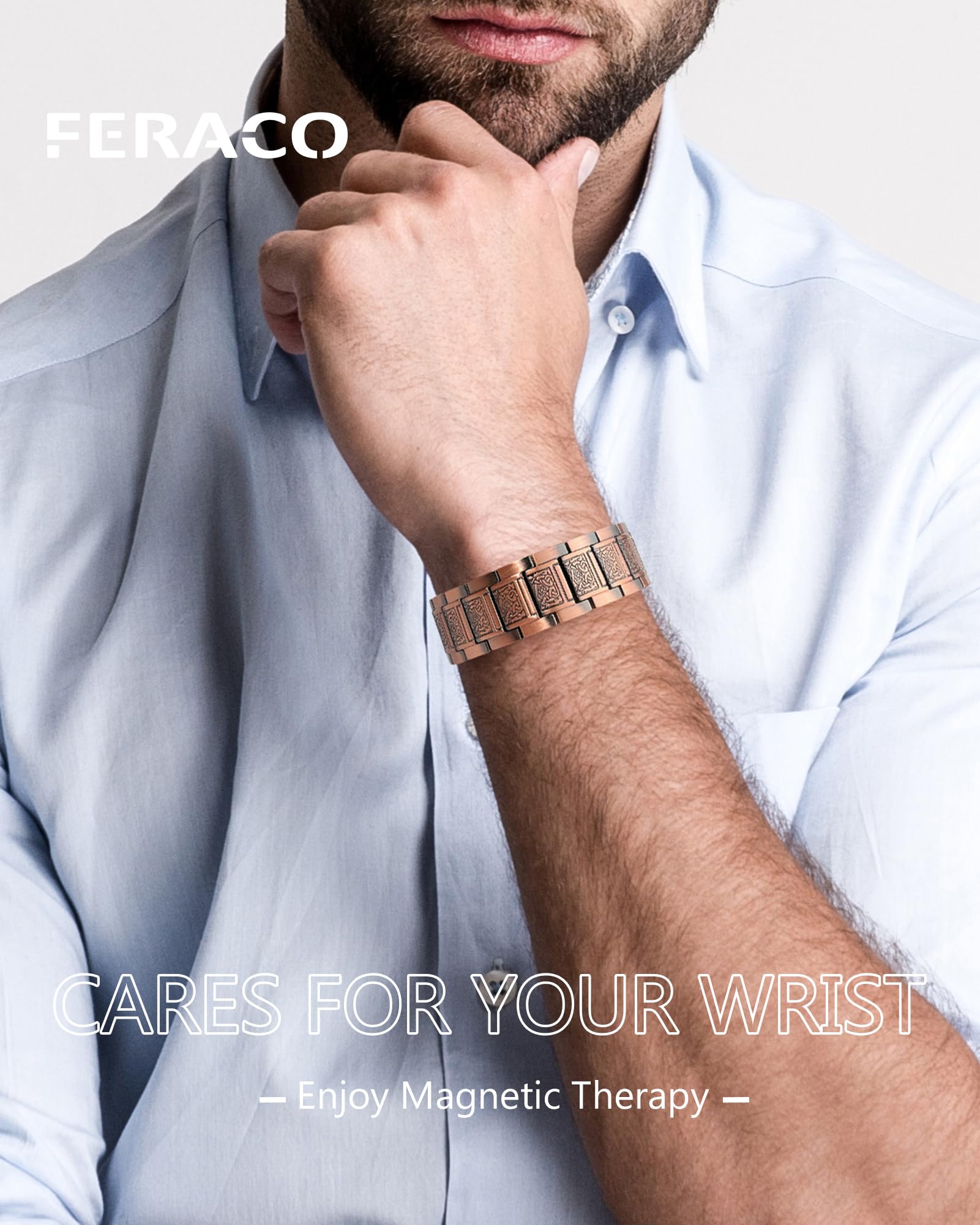 Feraco copper bracelet 3800-gauss magnets: potential energy balance on the move.