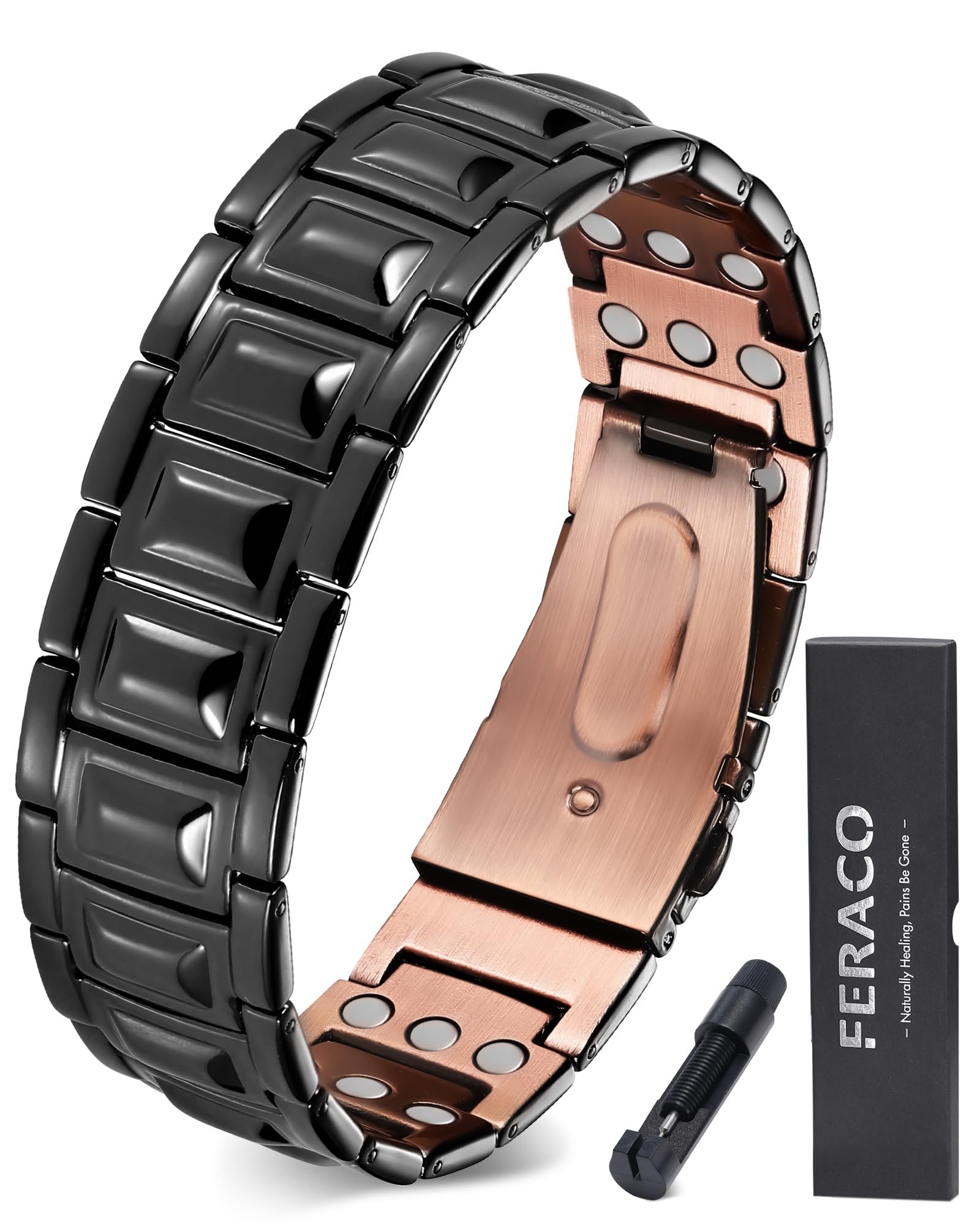 Feraco copper bracelet rivet design for daily wear.